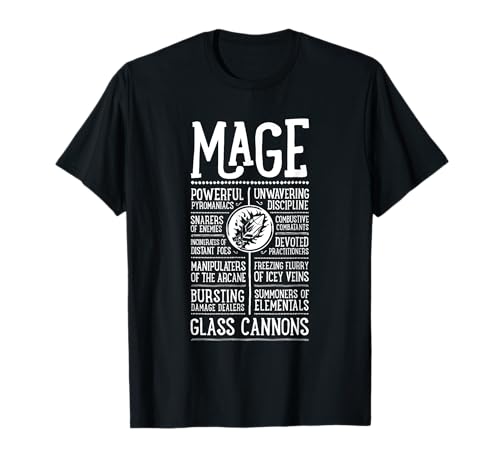 Role Playing Gamers - Unisex Erwachsene, Unisex-Kinder - Schwarz - Klein - Klassisch - Kurzarm - T-Shirt - WoW Magier Rollenspiel Spieler T-Shirt von Role Playing Gamers