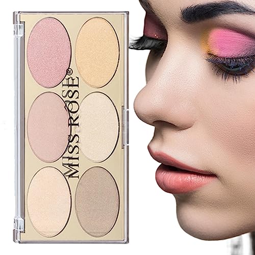 Highlighter-Make-up-Palette, Face Illuminator 6 Farben Palettenpuder, Makeup Tool Brilliant Lighten Skin Highlight Powder Face für alle Hauttypen Rolempon von Rolempon