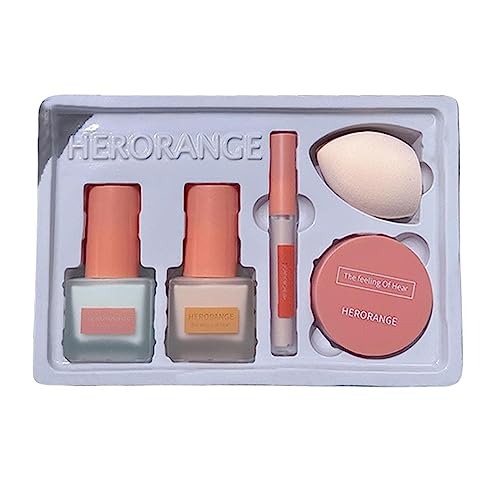 Primer-Gesichts-Make-up-Set,Gesichts-Make-up-Basisset für Frauen | Vollständig abdeckender Concealer für Augenringe, loser Ölkontrollpuder, Make-up-Schwamm Rolempon von Rolempon