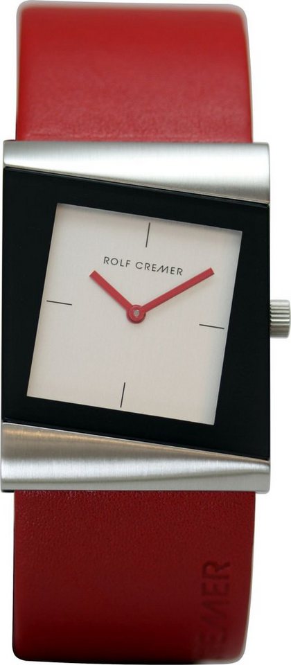 Rolf Cremer Quarzuhr Rolf Cremer Uhr Style 500008 Lederband, Edelstahl, rot, (1-tlg) von Rolf Cremer