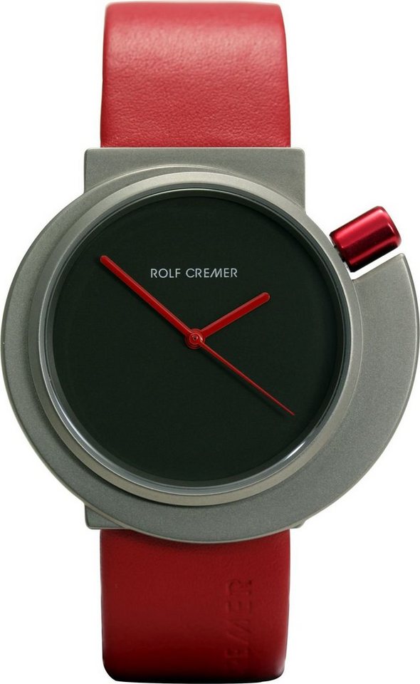 Rolf Cremer Quarzuhr Rolf Cremer Uhr Spirale 492315 Lederband, Titan, rot, (1-tlg) von Rolf Cremer