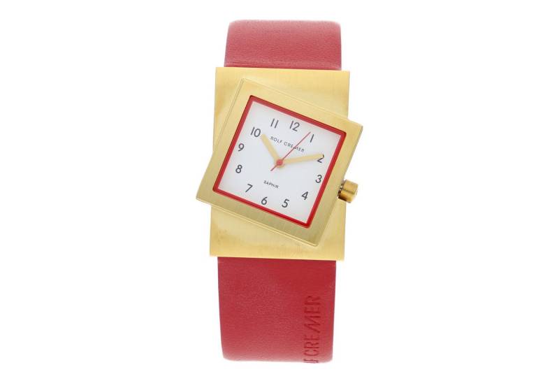 Rolf Cremer Quarzuhr Rolf Cremer Uhr Turn-S Saphirglas 507716 Lederband, Edelstahl, rot, (1-tlg) von Rolf Cremer
