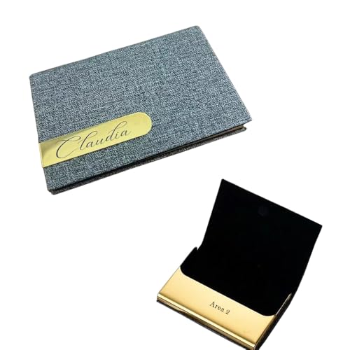 Rolianse Visitenkarten Etui Mit Gravur, Personalisierte Visitenkartenetui aus Metall, Kartenetui für Damen und Herren, professionelles Visitenkartenetui aus PU-Leder von Rolianse