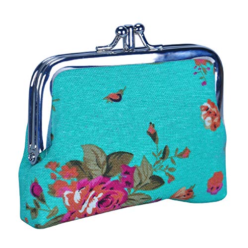 Rolin Roly Geldbörse Canvas MünzbörsenTäschchen Mädchen Mini Cute Schließe Leinwand Münze Beutel Double Layer Coin Purses Jewelry Pouch 12 x 9 cm (Blue) von Rolin Roly