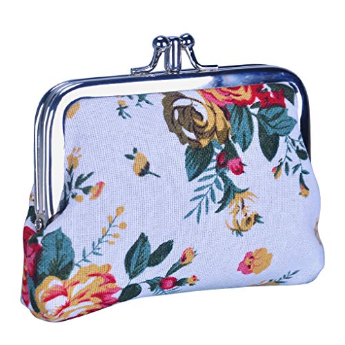 Rolin Roly Geldbörse Canvas Münzbörsen Täschchen Mädchen Mini Cute Schließe Leinwand Münze Beutel Double Layer Coin Purses Jewelry Pouch 12 x 9 cm (White) von Rolin Roly