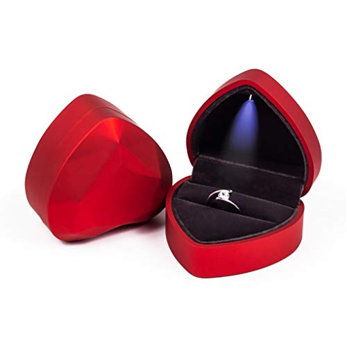 Rolin Roly Ringschachtel Samt Ring Box Mit LED-Licht Herzform Ringbox Led Ehering Fall Jewelry Ring Box für Proposal Engagement Hochzeitsgeschenk (red) von Rolin Roly