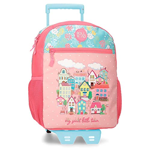 ROLL ROAD My Little Town, Gepäck Messenger Bag Mädchen, Rosa (Pink), One Size, Rosa, Einheitsgröße, Vorschulrucksack mit Trolley, Rose, Einheitsgröße, Vorschulrucksack mit Trolley von Roll Road