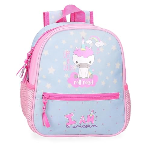 Roll Road I Am a Unicorn Vorschulrucksack, anpassbar an Trolley, Blau, 23 x 25 x 10 cm, Polyester, 5,75 l, blau, Vorschulrucksack, anpassbar an den Kinderwagen von Roll Road