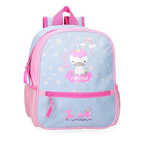 Roll Road I Am a Unicorn Vorschulrucksack, anpassbar an Trolley, blau, 23 x 28 x 10 cm, Polyester, 6,44 l, blau, Vorschulrucksack, anpassbar an den Kinderwagen von Roll Road