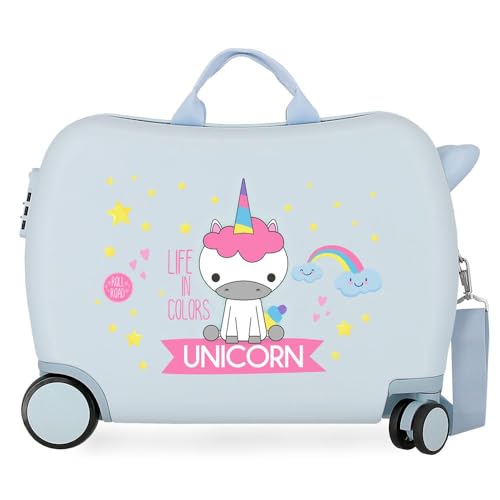 Roll Road Little Me Kinder-Koffer Blau 50x38x20 cms Hartschalen ABS Kombinationsschloss 34L 2,1Kgs 4 Räder Handgepäck von Roll Road