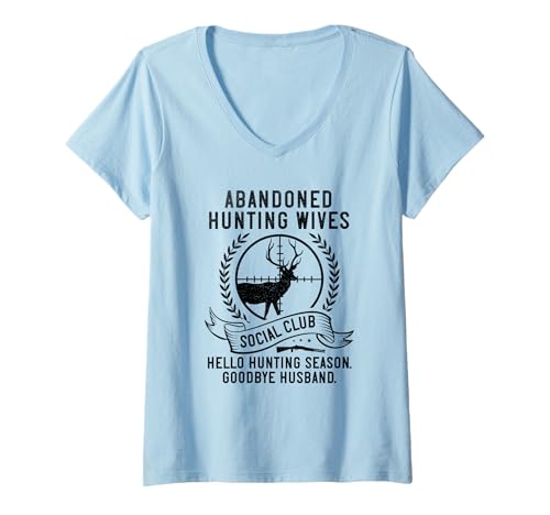 Damen Lustiger verlassener Jagdfrauen Social Club T-Shirt mit V-Ausschnitt Damen Lustiger verlassener Jagdfrauen Social Club T-Shirt mit V-Ausschnitt von Rollen- und Riffle -Outfitters