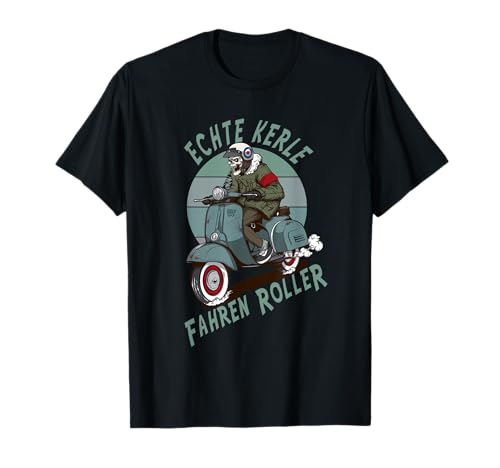 Roller, Scooter, Motorroller, Rollerfahrer Echte Kerle fahren Roller. Für harte Männer & Zweitakt Fans T-Shirt Schwarz S Klassische Passform Halbarm Crew-Ausschnitt Sommer Männer von Roller, Scooter, Motorroller, Rollerfahrer