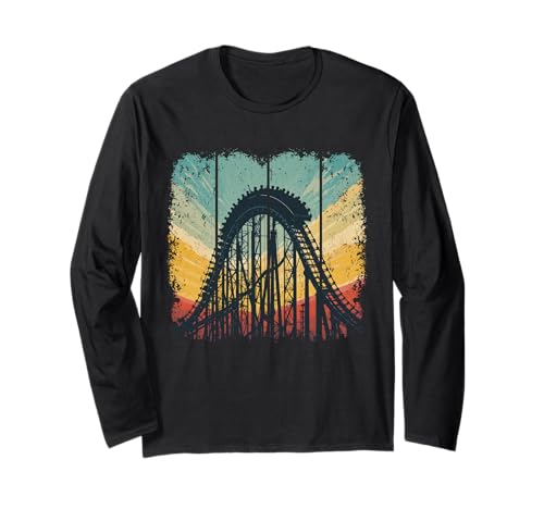 Vintage Achterbahn Retro Freizeitpark Herren Damen Kinder Langarmshirt von Roller Coaster Lover Retro Amusement Park Apparel