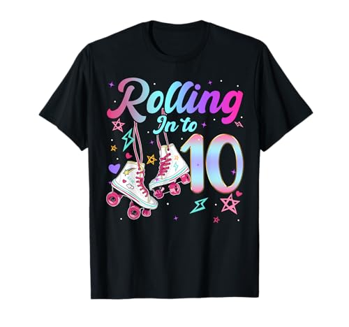 Rolling In To 10 Jahre altes Mädchen Rollschuh, Party zum 10. Geburtstag T-Shirt Rolling In To 10 Jahre altes Mädchen Rollschuh, Party zum 10. Geburtstag T-Shirt von Roller Skate Birthday Girl Skating Matching Family