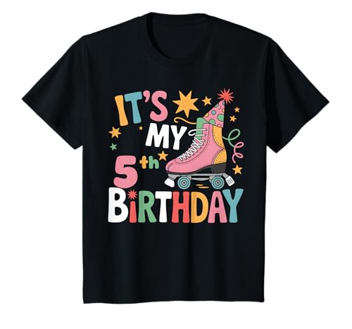 Kinder 5 Jahre alte Skater Skates Rollschuhlaufen 5. Geburtstag Party T-Shirt Kinder 5 Jahre alte Skater Skates Rollschuhlaufen 5. Geburtstag Party T-Shirt von Roller Skating Birthday