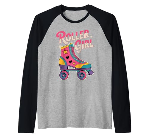 Roller Girl Colorful 90s 80s Style Retro Roller Skate Design Raglan von Roller Skating Designs For Magical Skating Lovers