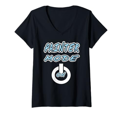 Damen Malermodus Aktiviert Für Farbprofis Mit Stil T-Shirt mit V-Ausschnitt Damen Malermodus Aktiviert Für Farbprofis Mit Stil T-Shirt mit V-Ausschnitt von Roller Und Pinsel Energie Boost