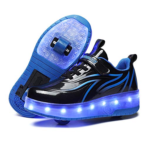 Kinder LED Licht USB Wiederaufladbar Skateboardschuhe mit Rollen Drucktaste von Roller&Skates