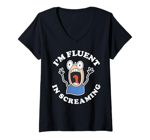 Damen Im Fluent In Screaming Roller Coaster T-Shirt mit V-Ausschnitt von Rollerblades Design Idee Skating