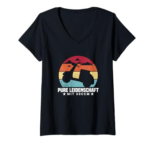Damen Roller Gadgets 50ccm Leidenschaft Rollertouren Rollerfahrer T-Shirt mit V-Ausschnitt Damen Roller Gadgets 50ccm Leidenschaft Rollertouren Rollerfahrer T-Shirt mit V-Ausschnitt von Rollerfahrer Geschenke und Roller Gadgets 50ccm