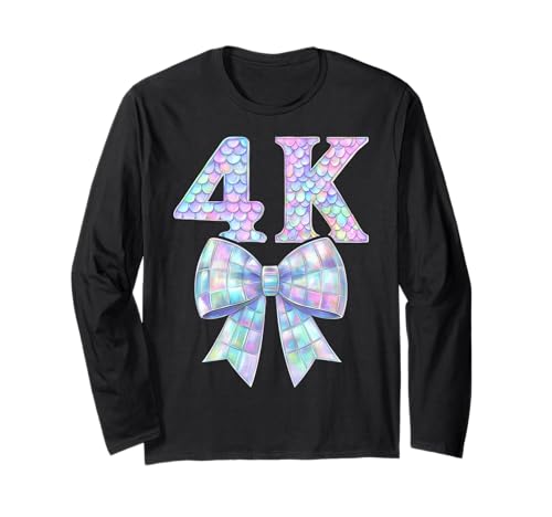 Coquette Bow 4K I'm Ready for 4K Girl Kid Preppy Girly PreK4 Langarmshirt von Rollin Into 4K First Day of PK4 Pre Kindergarten 4