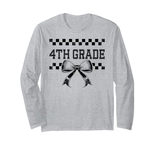 Coquette Bow 4th Grade I'm Ready for Fourth Grade Girl Kids Langarmshirt von Rollin Into 4th Grade Girly Back to School 1st Day