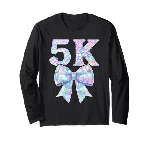 Coquette Bow 5K I'm Ready for 5K Girl Kid Preppy Girly PreK5 Langarmshirt von Rollin Into 5K 1st Day of Pre K 5 Pre Kindergarten