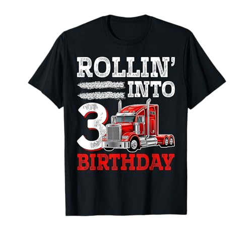 Rolling Into 3 Semi Truck 3. Geburtstag Junge 3 Jahre alte Kinder T-Shirt Rolling Into 3 Semi Truck 3. Geburtstag Junge 3 Jahre alte Kinder T-Shirt von Rollin Into Birthday Boy Semi-Trailer Truck Outfit