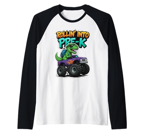 Rollin' Into Pre-K T-Rex Monster Truck zum neuen Schuljahr für Jungen Raglan Rollin' Into Pre-K T-Rex Monster Truck zum neuen Schuljahr für Jungen Raglan von Rollin' Into Pre-K T-Rex Monster Truck Products