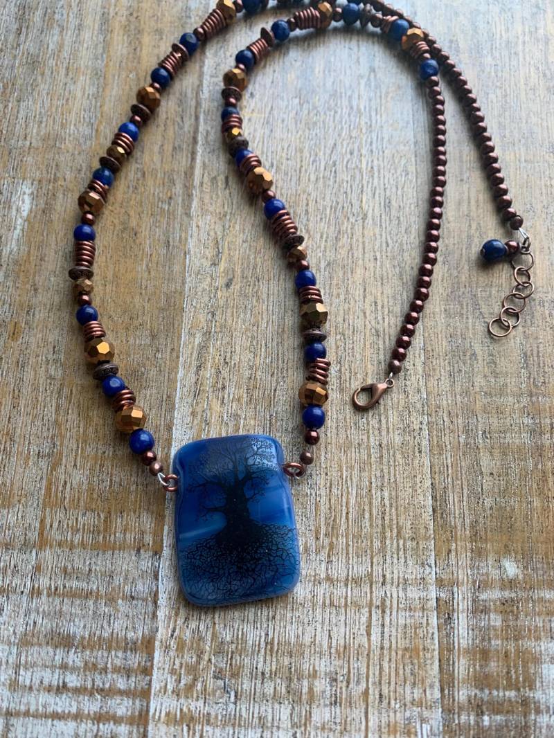 Baum Des Lebens Glas Anhänger Jaspis Edelstein Halskette Braun Geschenk Für Mama Oper Länge Blau Erdig Baum Des Lebens Glas Anhänger Jaspis Edelstein Halskette Braun Geschenk Für Mama Oper Länge Blau Erdig von RollinRockabilly