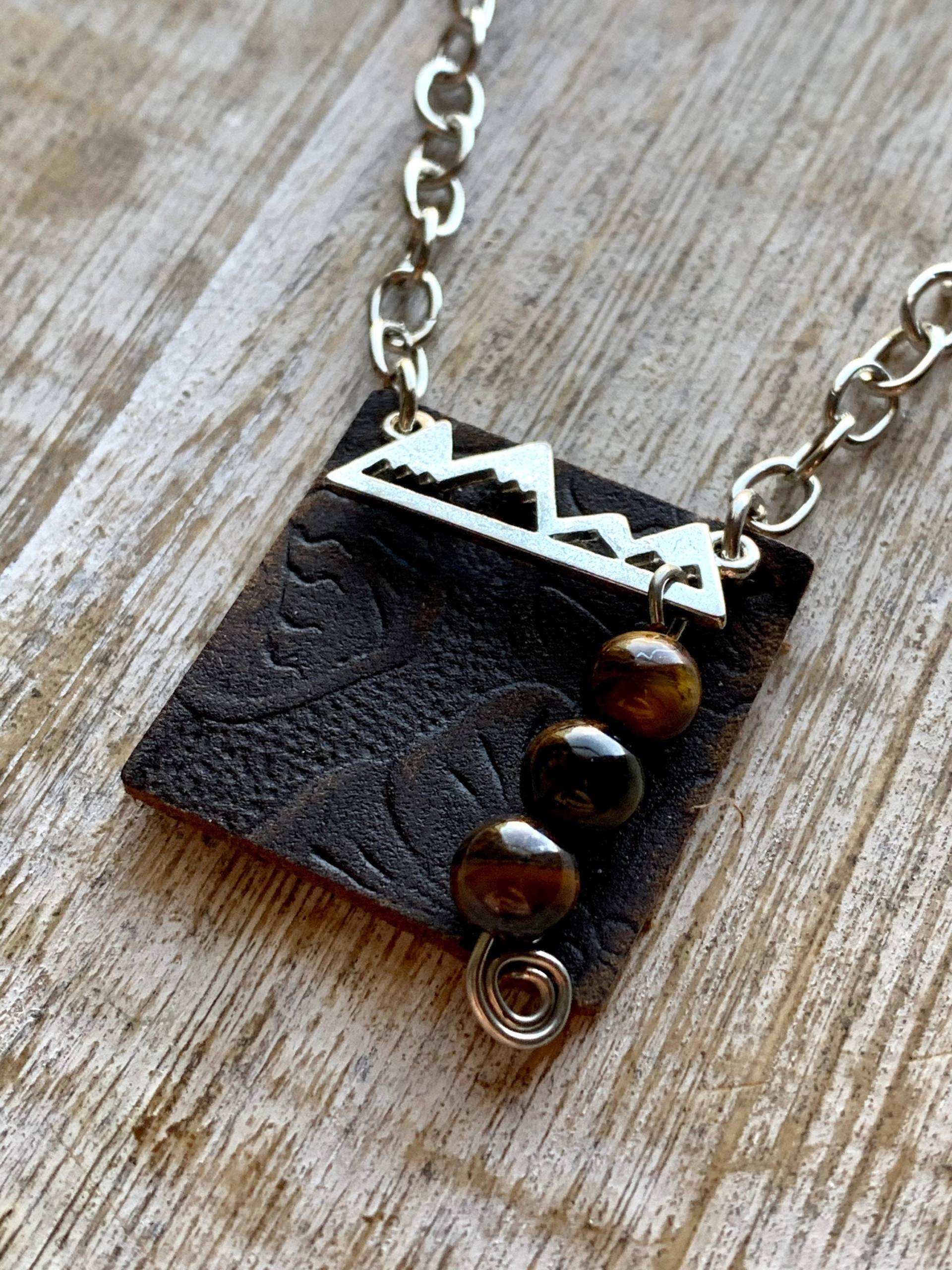 Jaspis Halskette Colorado Berge Leder Kette Tigerauge Berg Schmuck Braun Jaspis Halskette Colorado Berge Leder Kette Tigerauge Berg Schmuck Braun von RollinRockabilly
