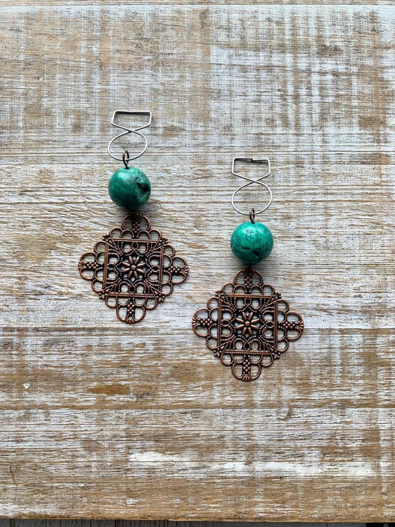 Mosaik Tunnel Gauge Ohrringe Stein Bronze Baumeln Ohr Gewicht Boho Erdig Hänger Clip On Gauges Mosaik Tunnel Gauge Ohrringe Stein Bronze Baumeln Ohr Gewicht Boho Erdig Hänger Clip On Gauges von RollinRockabilly