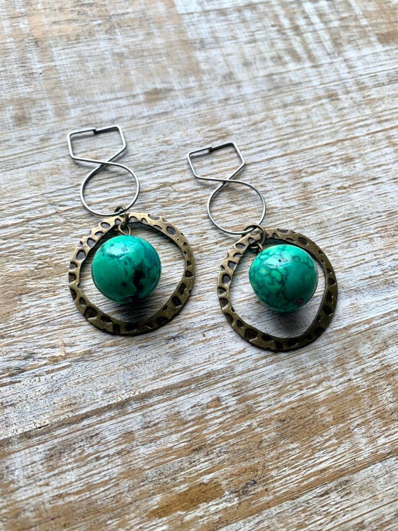 Mosiac Tunnel Gauge Ohrringe Stein Bronze Baumeln Ohr Gewicht Boho Erdigen Hänger Clip Auf Mosiac Tunnel Gauge Ohrringe Stein Bronze Baumeln Ohr Gewicht Boho Erdigen Hänger Clip Auf von RollinRockabilly
