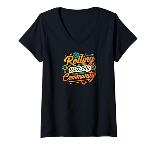 Damen Rolling with My Community Group Unity Design T-Shirt mit V-Ausschnitt Damen Rolling with My Community Group Unity Design T-Shirt mit V-Ausschnitt von Rolling Community Gear