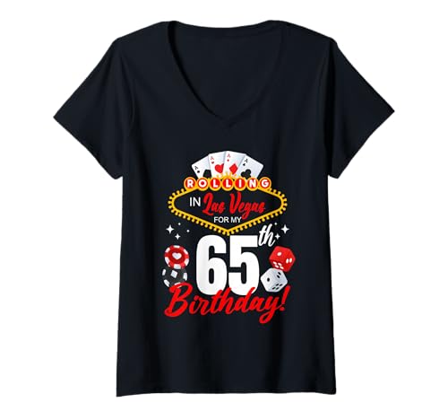 Damen Rolling In Las Vegas 65. Geburtstag Crew Group Friends 65 T-Shirt mit V-Ausschnitt Damen Rolling In Las Vegas 65. Geburtstag Crew Group Friends 65 T-Shirt mit V-Ausschnitt von Rolling In Las Vegas 65th Birthday Crew Group