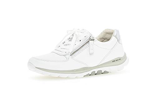 Gabor Damen Low Top Sneaker, Frauen Halbschuhe,lose Einlage,schnürschuhe,schnürer,Halbschuhe,straßenschuhe,Freizeitschuhe,Weiss/Silber,39 EU / 6 UK von Gabor