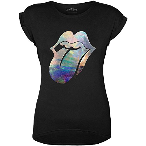Rolling Stones Damen The Foil Tongue with Foiled Application T-Shirt, Schwarz, 42 von Rolling Stones