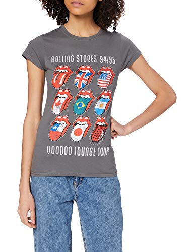 Rolling Stones Damen Voodoo Lounge Tongues T-Shirt, grau, Small von Rolling Stones