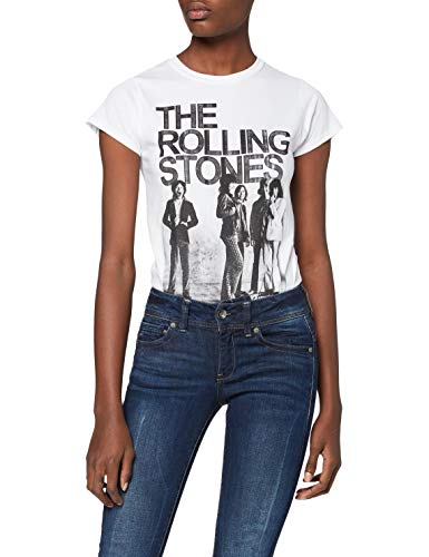 Rolling Stones Est 1962 Group Photo offiziell damen Nue Weiß Skinny Fit T Shirt, Weiß (White), L von Rolling Stones