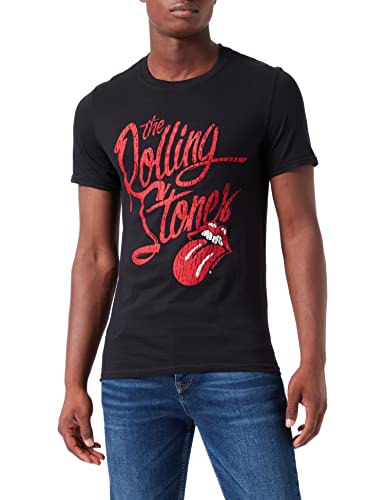 Rolling Stones Herren The Script Logo T-Shirt, Schwarz, XL von Rolling Stones