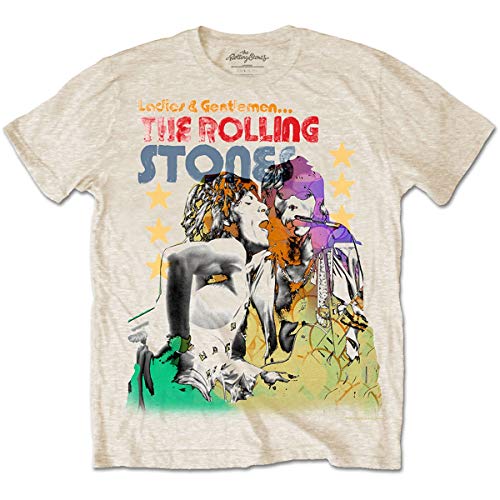 Rolling Stones Herren The Mick & Keith Watercolour Stars T-Shirt, Elfenbein (Sand), XXL von Rolling Stones