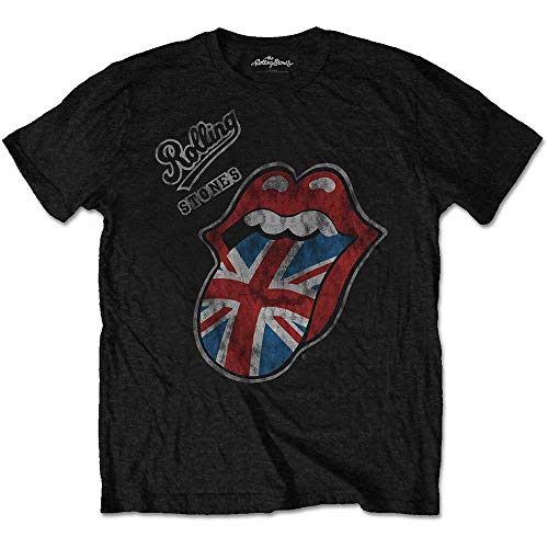 Rolling Stones Herren The Vintage British Tongue with Soft Hand Inks T-Shirt, Schwarz, M von Rolling Stones