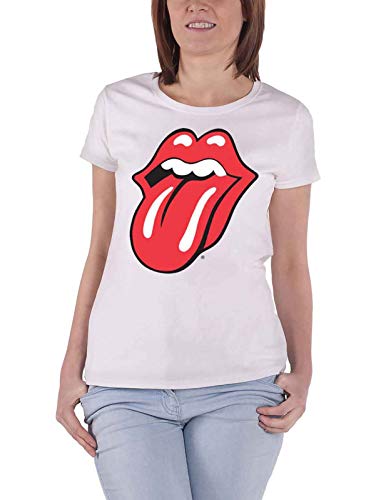 Rolling Stones The T Shirt Classic Tongue Nue offiziell Damen Skinny Fit Weiß L von Rolling Stones