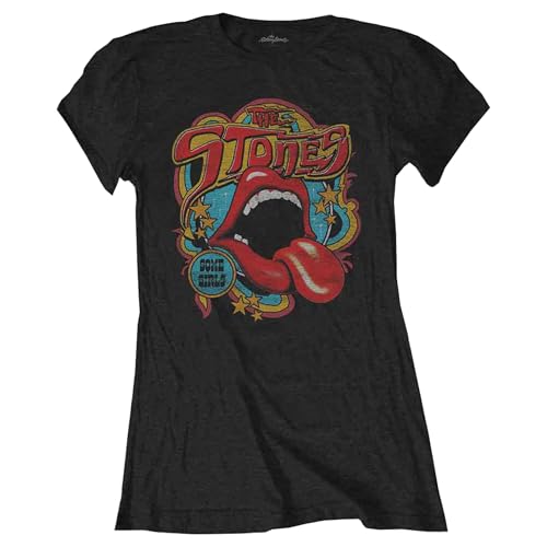 Rolling Stones The T Shirt Retro 70s Vibe Nue offiziell Damen Skinny Fit Schwarz S von Rolling Stones