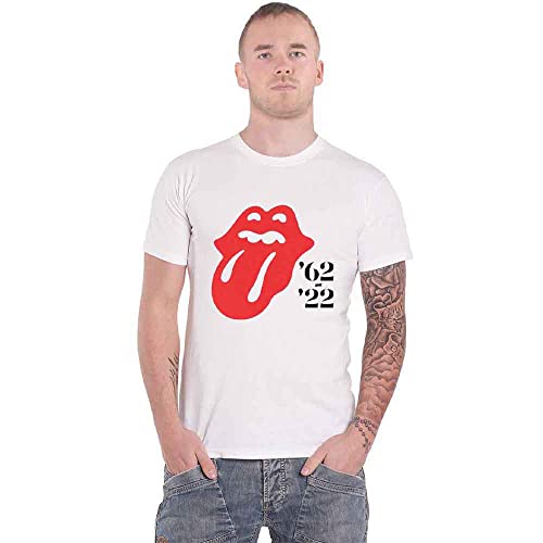 Rolling Stones The T Shirt Sixty 1962-2022 offizielles Herren-T-Shirt, Weiß, weiß, L, RSTS175MW03 von Rolling Stones