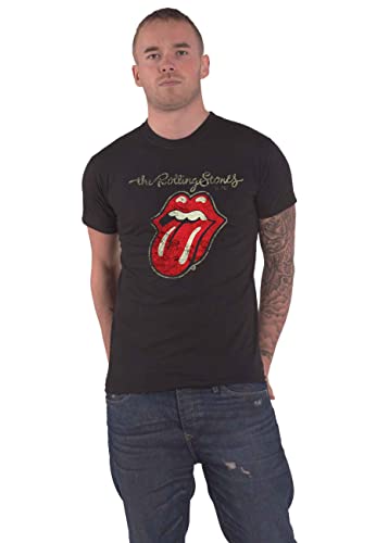 The Rolling Stones Herren Plastered Tongue T-Shirt, Schwarz (Black Black), Small von Rolling Stones