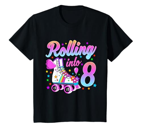 Kinder Geburtstagsshirt 8. Geburtstag Rollschuhe Mädchen T-Shirt Kinder Geburtstagsshirt 8. Geburtstag Rollschuhe Mädchen T-Shirt von Rolling into 8 Jahre Mädchen Geburtstag Geschenk