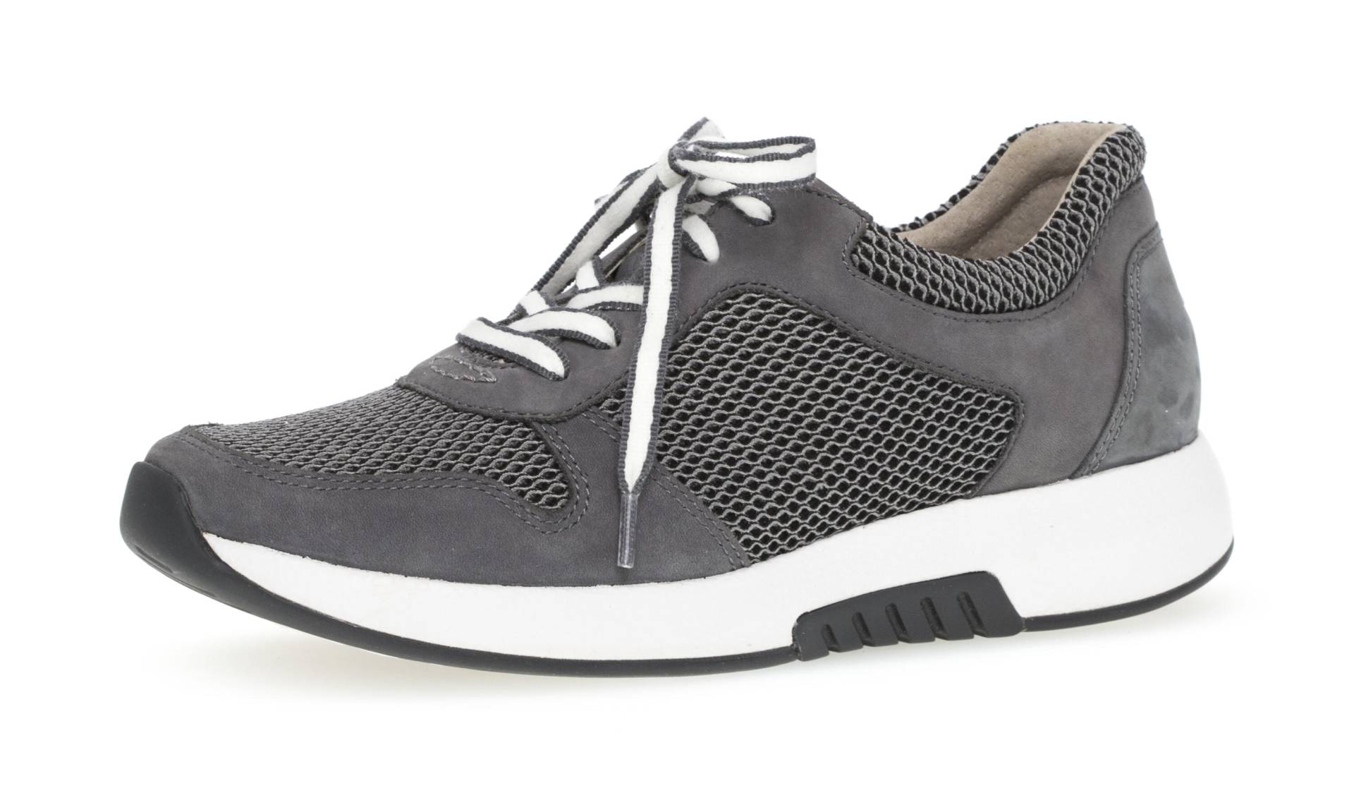 Sneaker low Materialmix Leder/Lederimitat grau Grau - Gr. - 4 von Rollingsoft