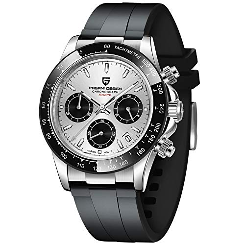 Pagani Design 1644 Klassischer Herren-Chronograph, Armbanduhr, japanisches VK63-Uhrwerk, Panda-Zifferblatt. Keramik-Lünette, Edelstahl, wasserdichte Sport-Quarzuhr Pagani Design 1644 Klassischer Herren-Chronograph, Armbanduhr, japanisches VK63-Uhrwerk, Panda-Zifferblatt. Keramik-Lünette, Edelstahl, wasserdichte Sport-Quarzuhr von RollsTimi
