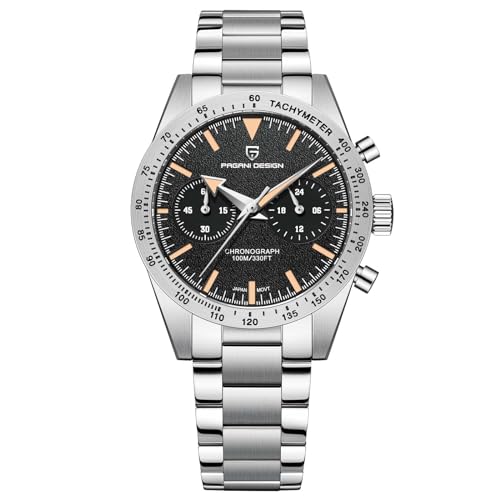 Pagani Design Herrenuhr Chronograph Uhr, Japan VK64 Quarzwerk, 100M wasserdicht, 40mm Gehäuse, leuchtende Sportuhr, alle Edelstahl Vintage Uhr. von RollsTimi